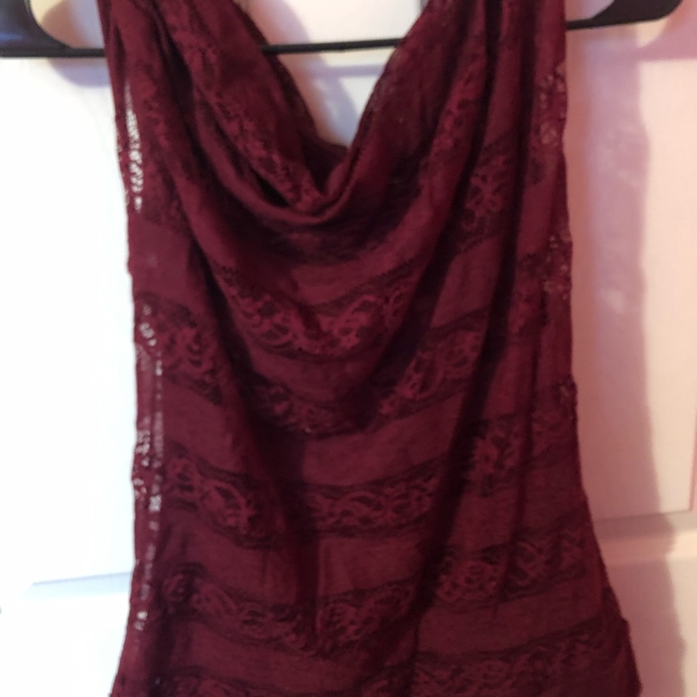 Dark Red Lace Tank